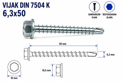 VIJAK DIN 7504 K 6,3x50